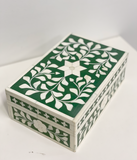 Bone Inlay Small Gift Box : Floral : Emerald Green