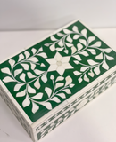 Bone Inlay Small Gift Box : Floral : Emerald Green