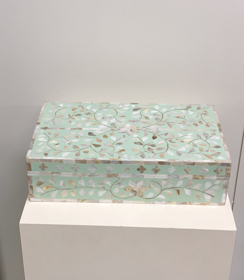 Mother of Pearl Inlay Large Box : Floral : Mint