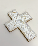 Mother of Pearl Small Cross : Floral : White