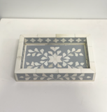 Imperfect Bone Inlay Mini Tray : Floral : Grey
