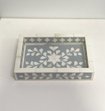 Bone Inlay Mini Tray : Floral : Grey