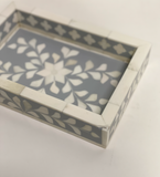 Imperfect Bone Inlay Mini Tray : Floral : Grey