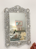 Mother of Pearl Inlay Scalloped Mirror : Grey