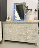 Bone Inlay 6 Drawer Chest : Starburst : Light Grey