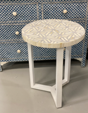 Bone Inlay Round Coffee Table : Abstract : Grey
