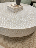Mother of Pearl Inlay Round Coffee Table : Lady's Bedstraw : Grey