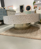 Mother of Pearl Inlay Round Coffee Table : Lady's Bedstraw : Grey