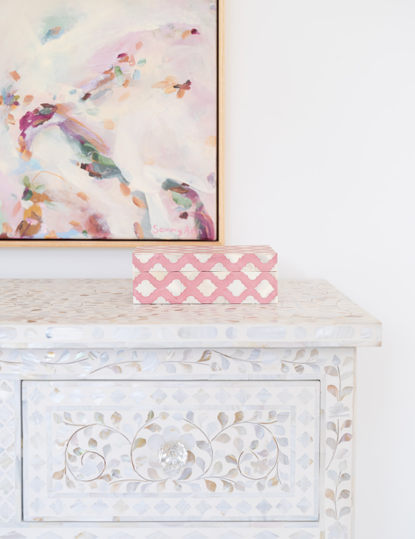 Bone Inlay Small Gift Box : Moroccan : Pink