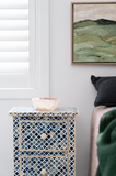 Dyed Bone Inlay 2 Drawer Bedside : Moroccan : Navy