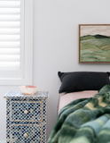 Dyed Bone Inlay 2 Drawer Bedside : Moroccan : Navy