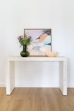 Bone Inlay Waterfall Console : Floral : White