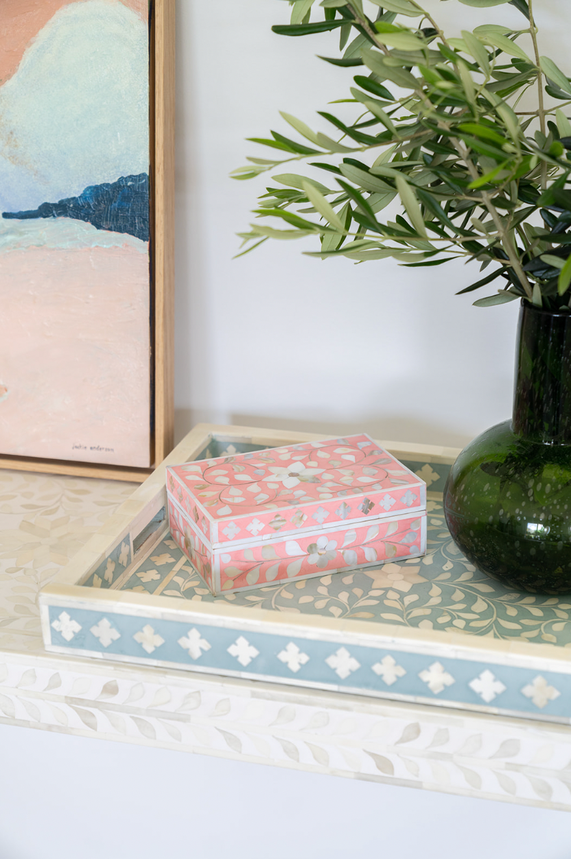 Mother of Pearl Small Gift Box : Floral : Pink
