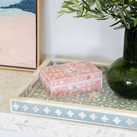Mother of Pearl Small Gift Box : Floral : Pink