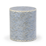 Bone Inlay Side Table : Zig Zag : Blue