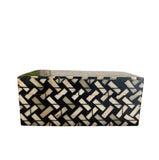 Bone Inlay Small Box : Cross Weave : Brown