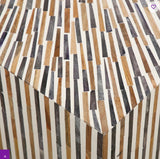 Bone & Timber Inlay Square Coffee Table (with castors)