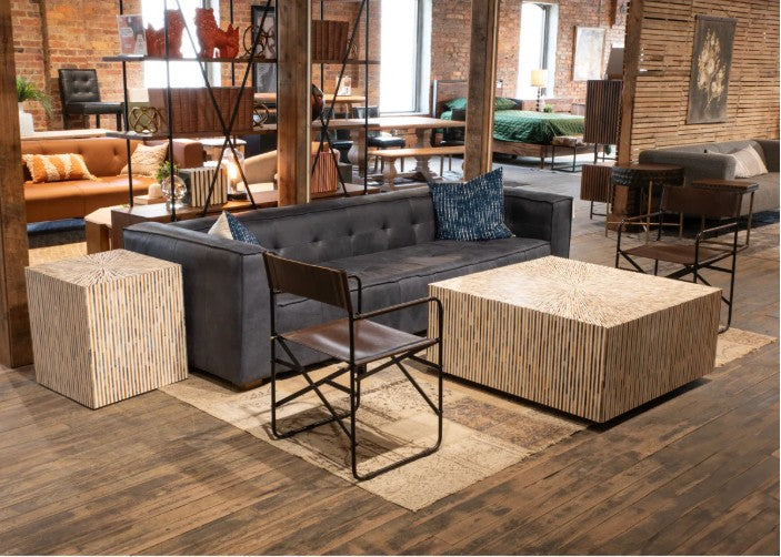 Bone & Timber Inlay Square Coffee Table (with castors)