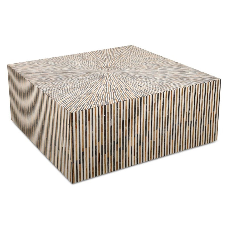 Bone & Timber Inlay Square Coffee Table (with castors)