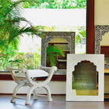 Bone Inlay Moghul Arch Mirror : Floral : Cream