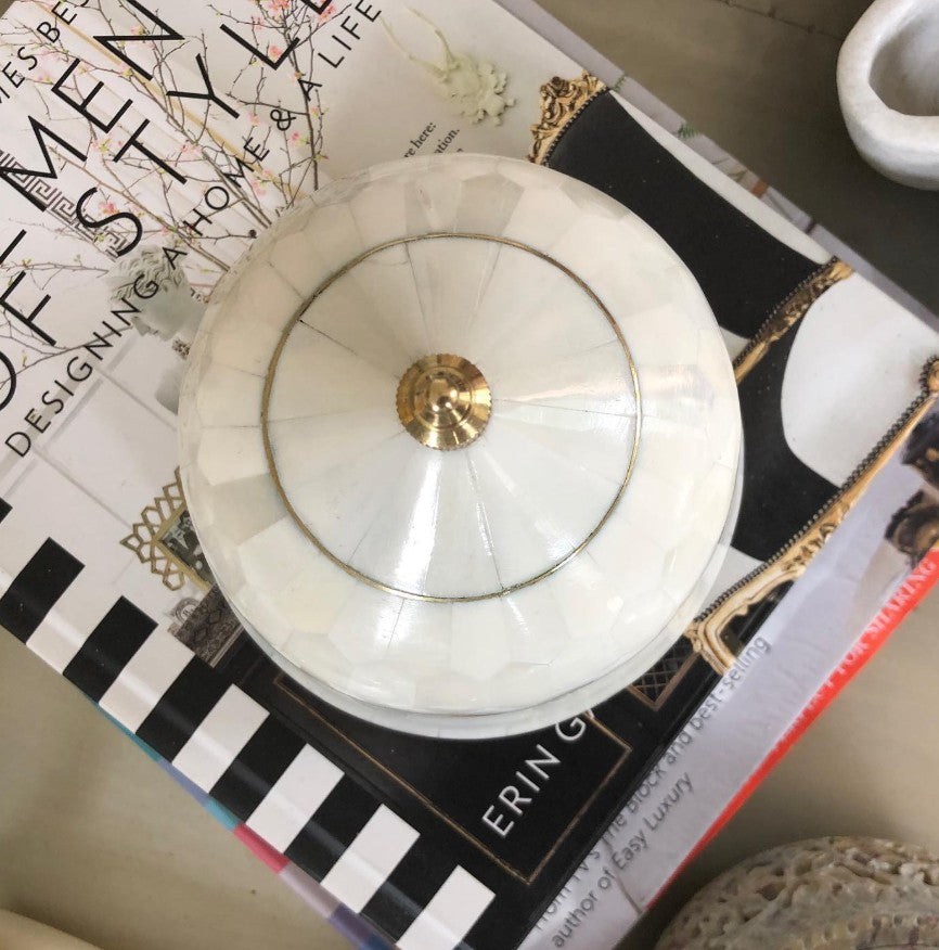 Bone & Brass Moghul Box : White