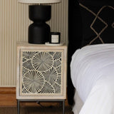 Bedside Cabinet with Bone Inlay Insert : Pond Lily : Whitewash