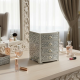 Bone Inlay Jewellery Box : Floral : Grey