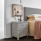 Bone Inlay Large Bedside Cabinet : Starburst : Black