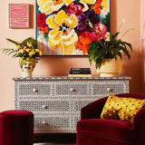Bone Inlay Chest with 7 Drawers in Starburst/Black