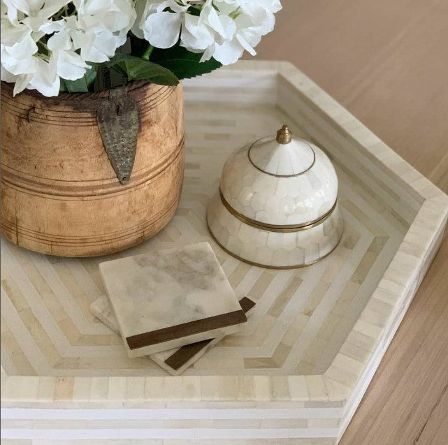 Bone & Brass Moghul Box : White