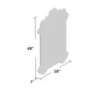 White decorative wall piece with dimensions labeled on a white background