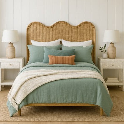 Mother of Pearl Inlay Bedside (with Undershelf) : Floral : White