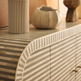 Bone Inlay 4 Drawer Chest : Stripe : Grey