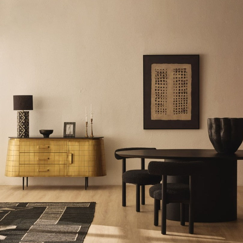 Bone Inlay Table Lamp : Crosses : Black & White