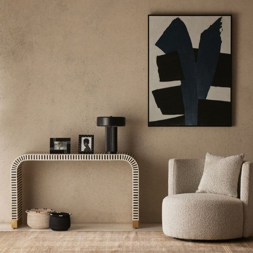 Bone Inlay Waterfall Console : Stripe : Black