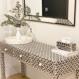 Bone Inlay Tissue Holder : Floral : Black