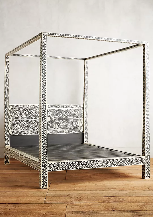 Bone or Mother of Pearl Inlay Post Bed : Custom Details : Colour of Choice