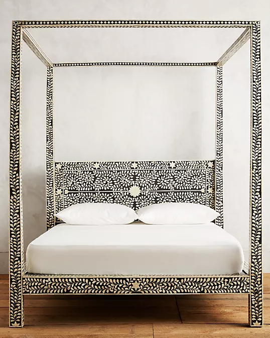 Bone or Mother of Pearl Inlay Post Bed : Custom Details : Colour of Choice