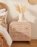 Bone Inlay 2 Drawer Waterfall Bedside : Zelliges : Peach
