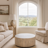 Bone & Timber Inlay Round Coffee Table (with castors)
