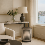 Bone Inlay Side Table : Quadrefoil : Black