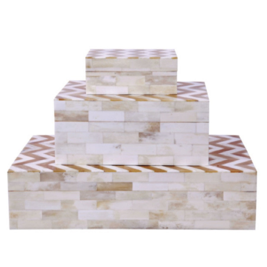 Bone Inlay Box : Zig Zag : Natural
