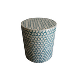 Bone Inlay Side Table : Tri-Square : Teal