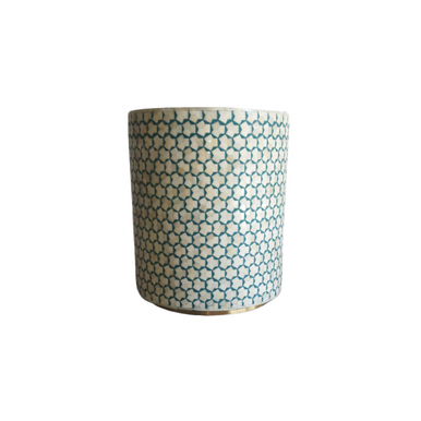 Bone Inlay Side Table : Tri-Square : Teal