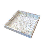 Mother of Pearl Floral Square Tray : White