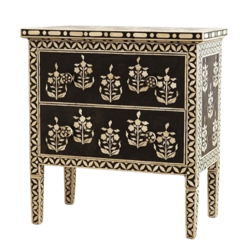 Bone Inlay Large Bedside Table : Art Deco