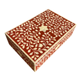 Bone Inlay Large Box : Floral : Orange