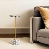Bone Inlay Accent Table : Tri Square : Grey