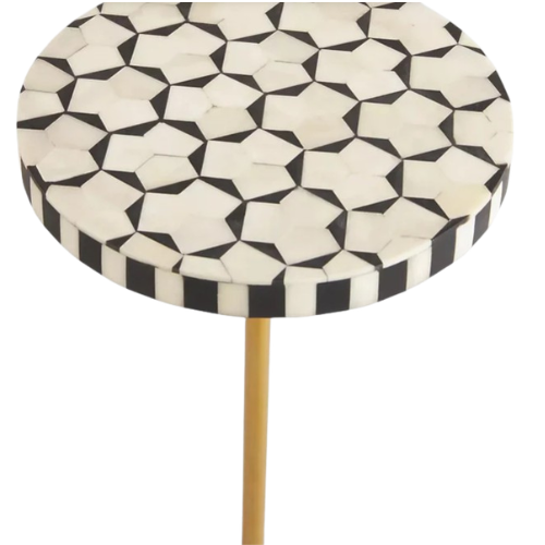 Bone Inlay Accent Table : Tri Square : Grey