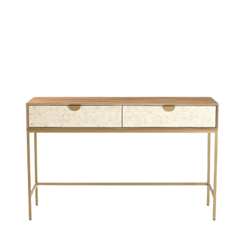 Oak & Layered Bone 2 Drawer Console
